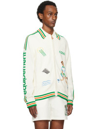 【関税込み】Casablanca ホワイト Le Jeu ジップアップセーター White 'Le Jeu' Zip-Up Sweater by Casablanca on Sale