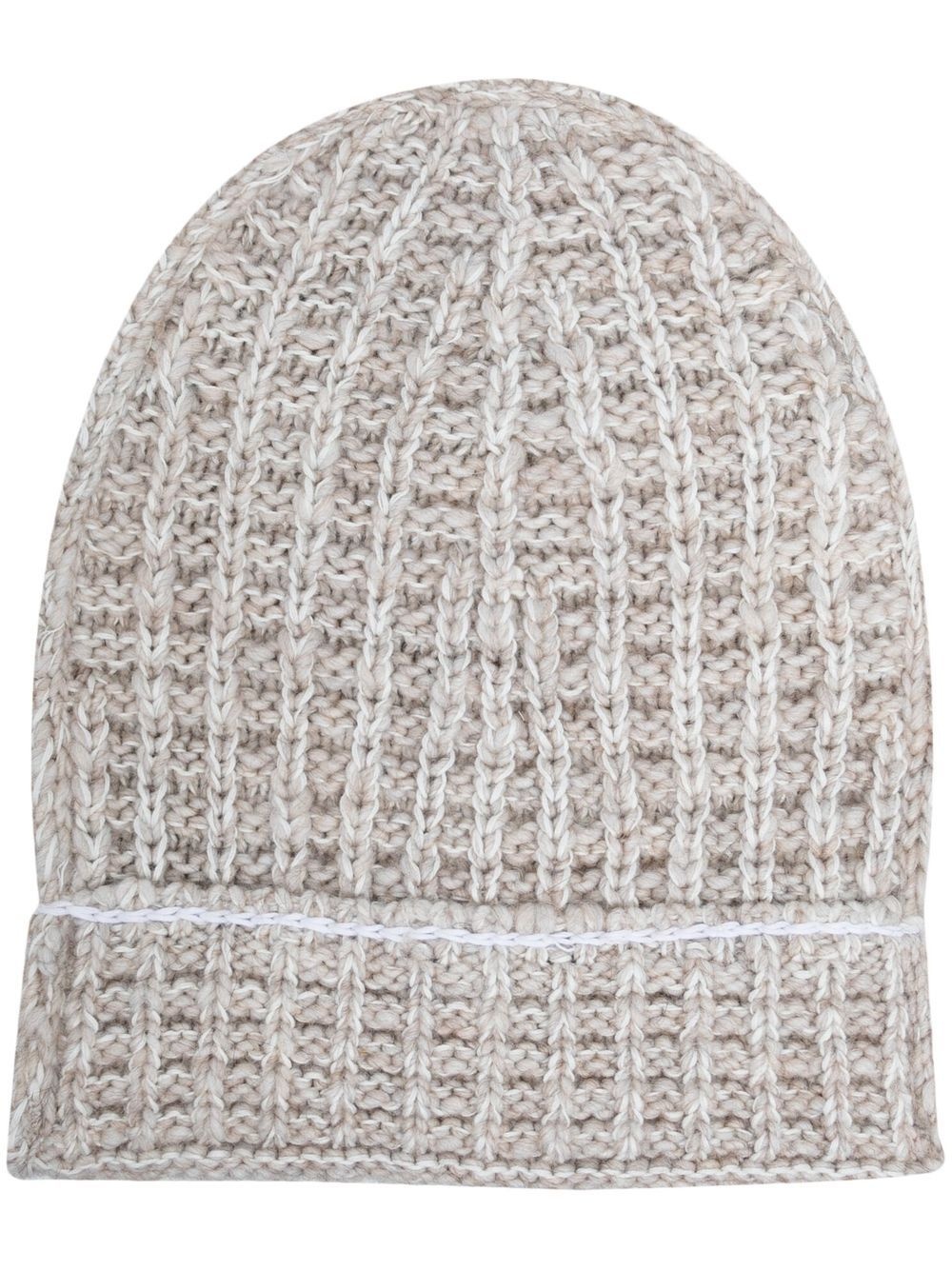 contrast-stitching textured beanie - 1