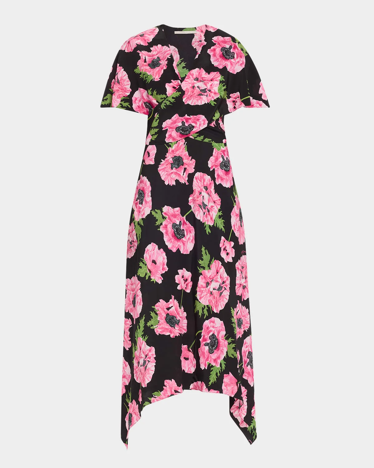 Floral Print Asymmetric Midi Dress - 1