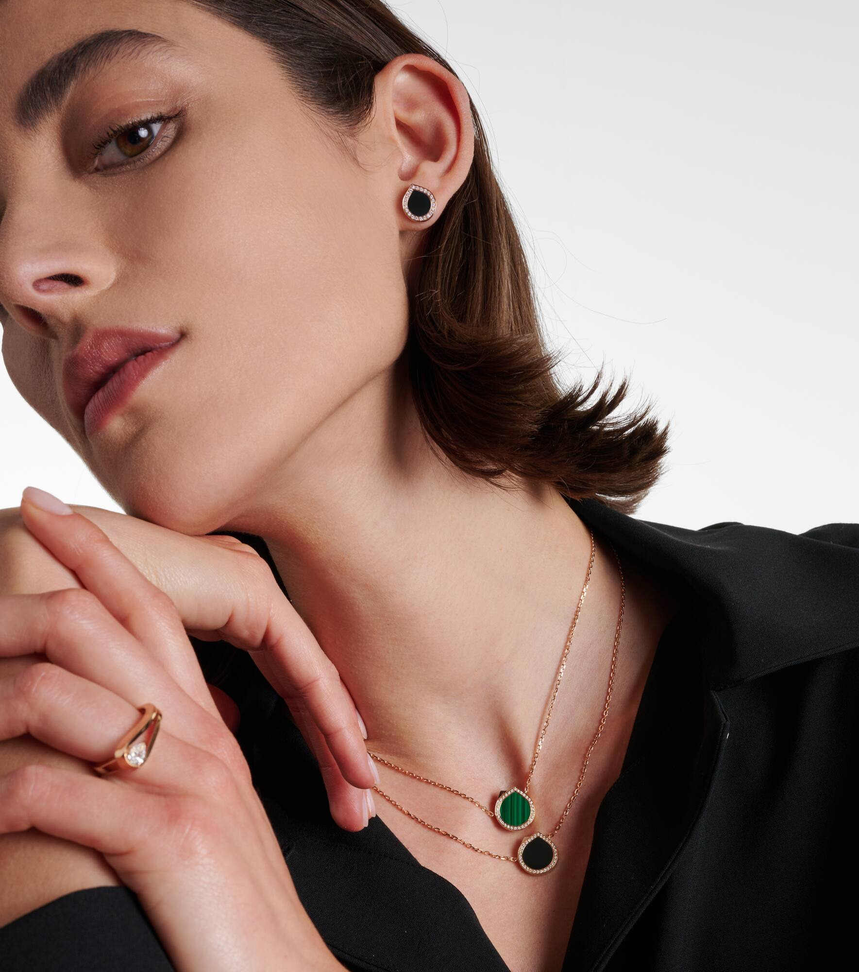 Antifer 18kt rose gold single earring with onyx and diamonds - 3