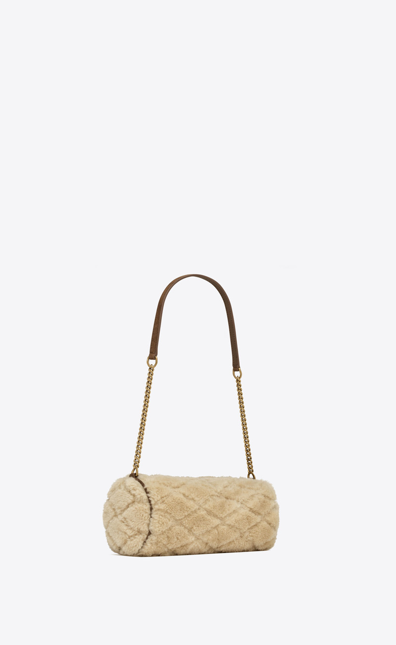 sade mini tube bag in quilted shearling and suede 5