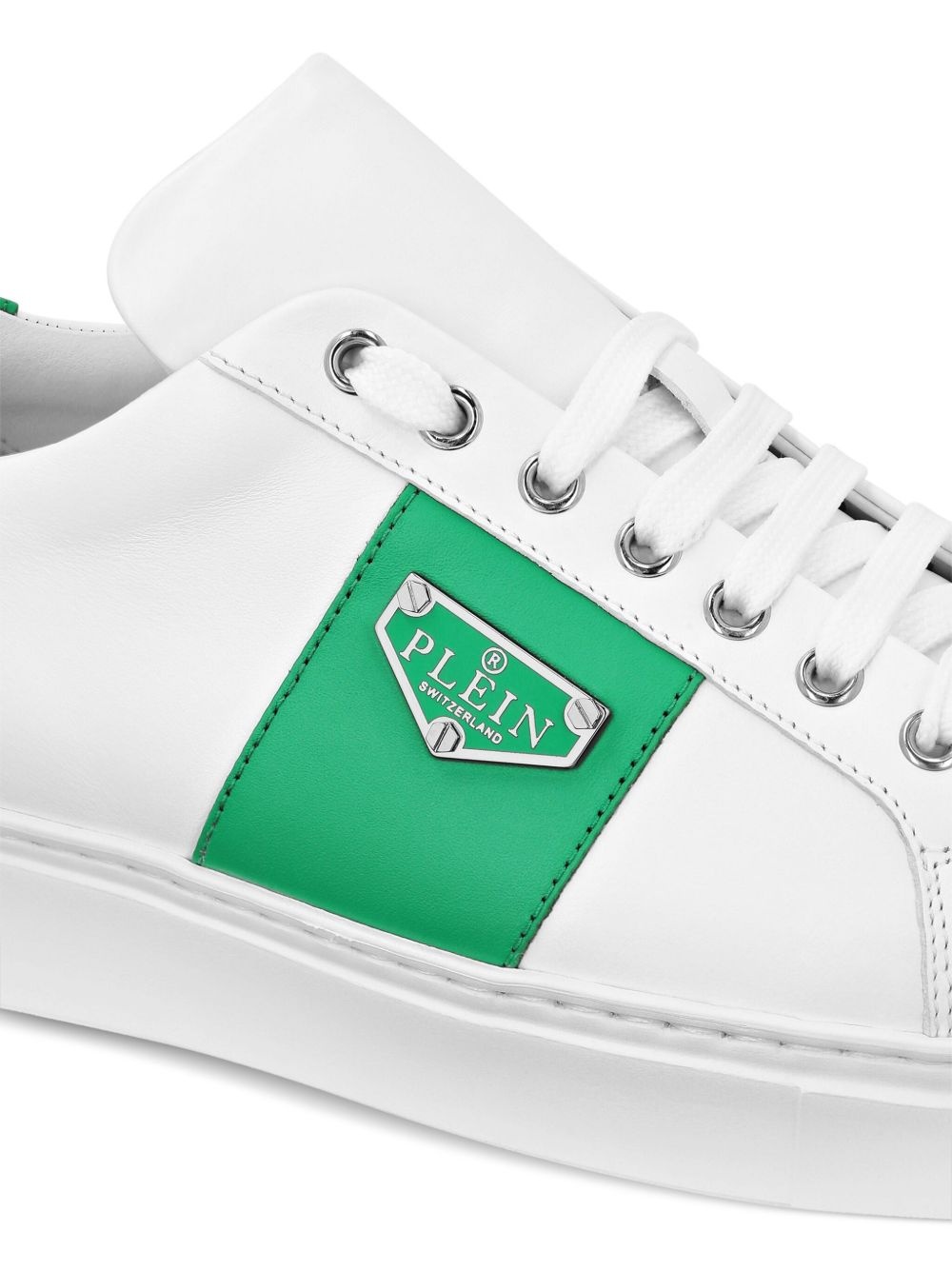 logo-plaque lace-up sneakers - 4
