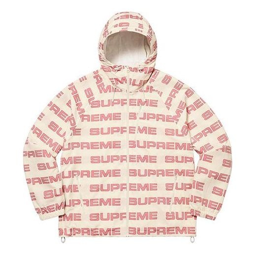 Supreme Logo Ripstop Hooded Track Jacket 'White Pink' SUP-FW21-106 - 1