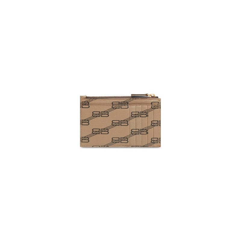 BALENCIAGA Signature Large Long Coin And Card Holder Bb Monogram Coated Canvas in Beige outlook