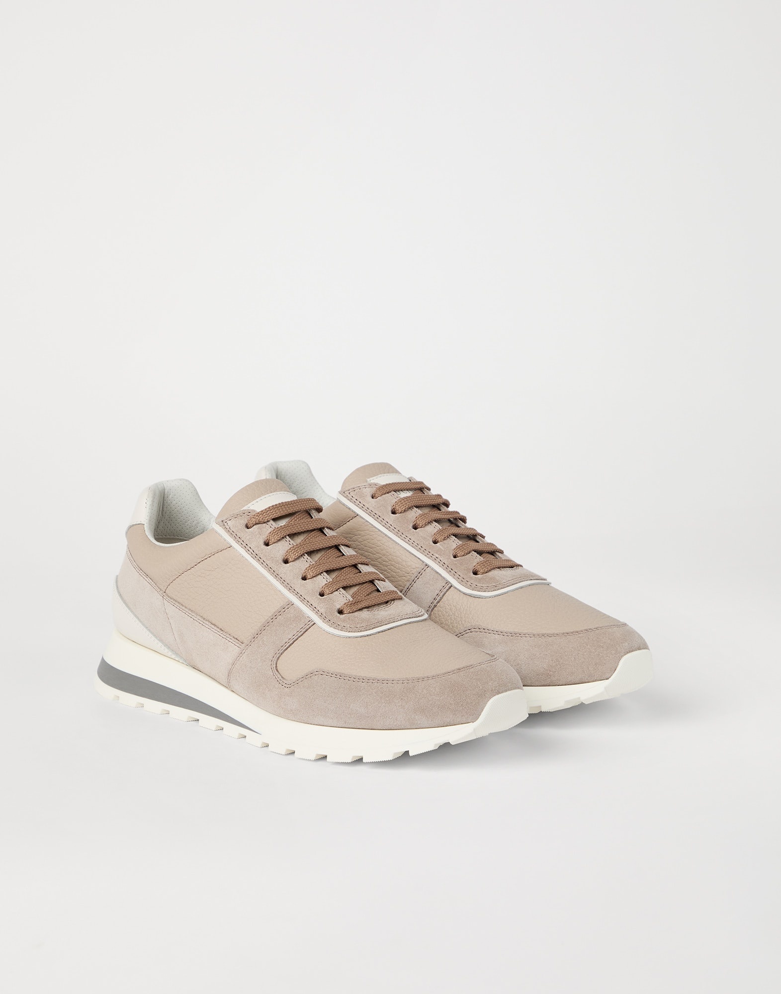 Washed suede and calfskin runners - 1