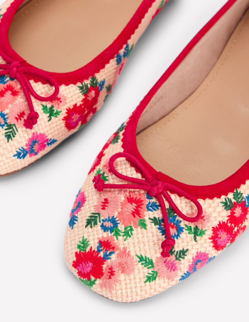 Kitty Flexi Sole Ballet Flats-Embroidered Natural 4