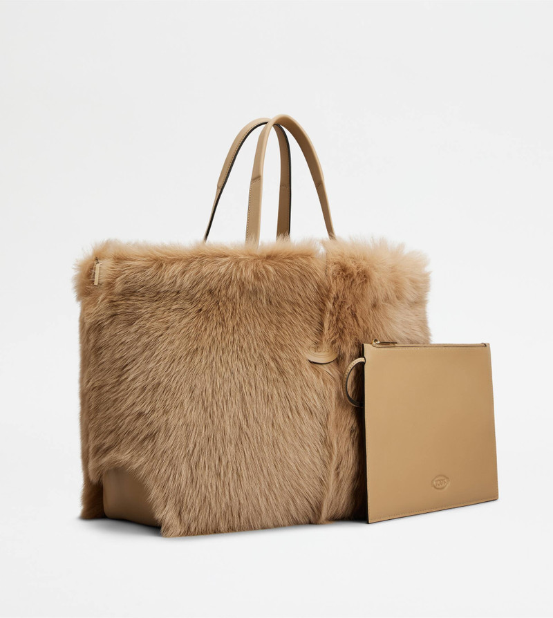 TOD'S DI BAG FOLIO IN FUR MEDIUM-SMALL - BEIGE 3