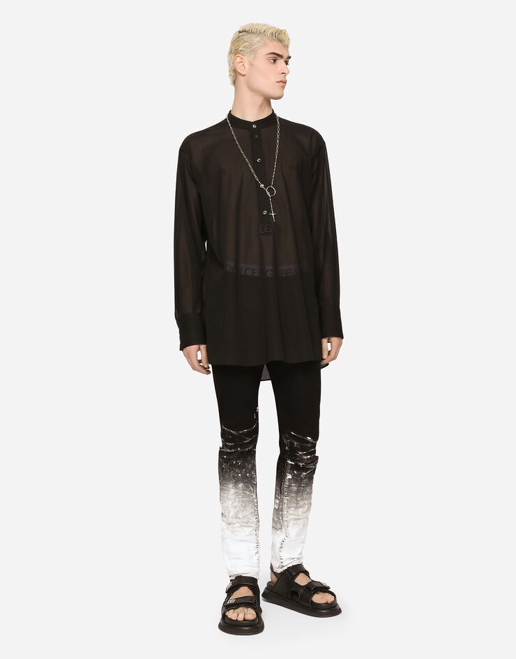 Slim-fit stretch jeans with brushstrokes and DG logo - 2