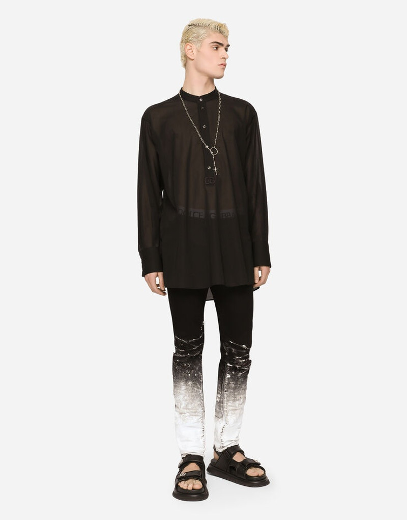 Slim-fit stretch jeans with brushstrokes and DG logo 2