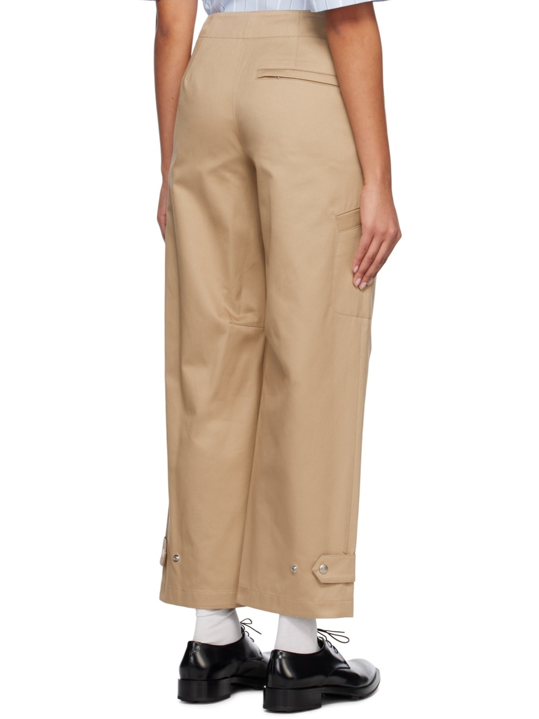 Beige Press-Stud Trousers - 3