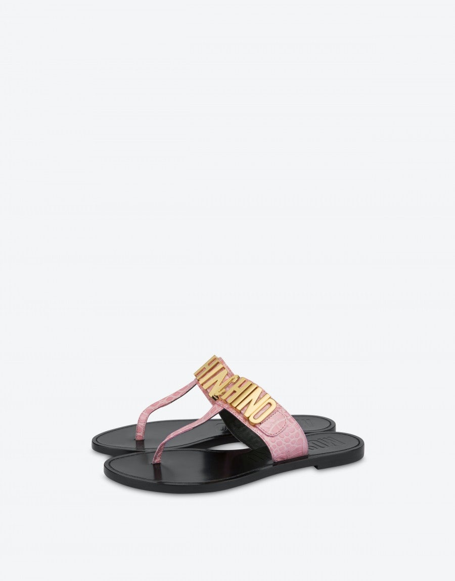 LETTERING LOGO THONG SANDALS - 1