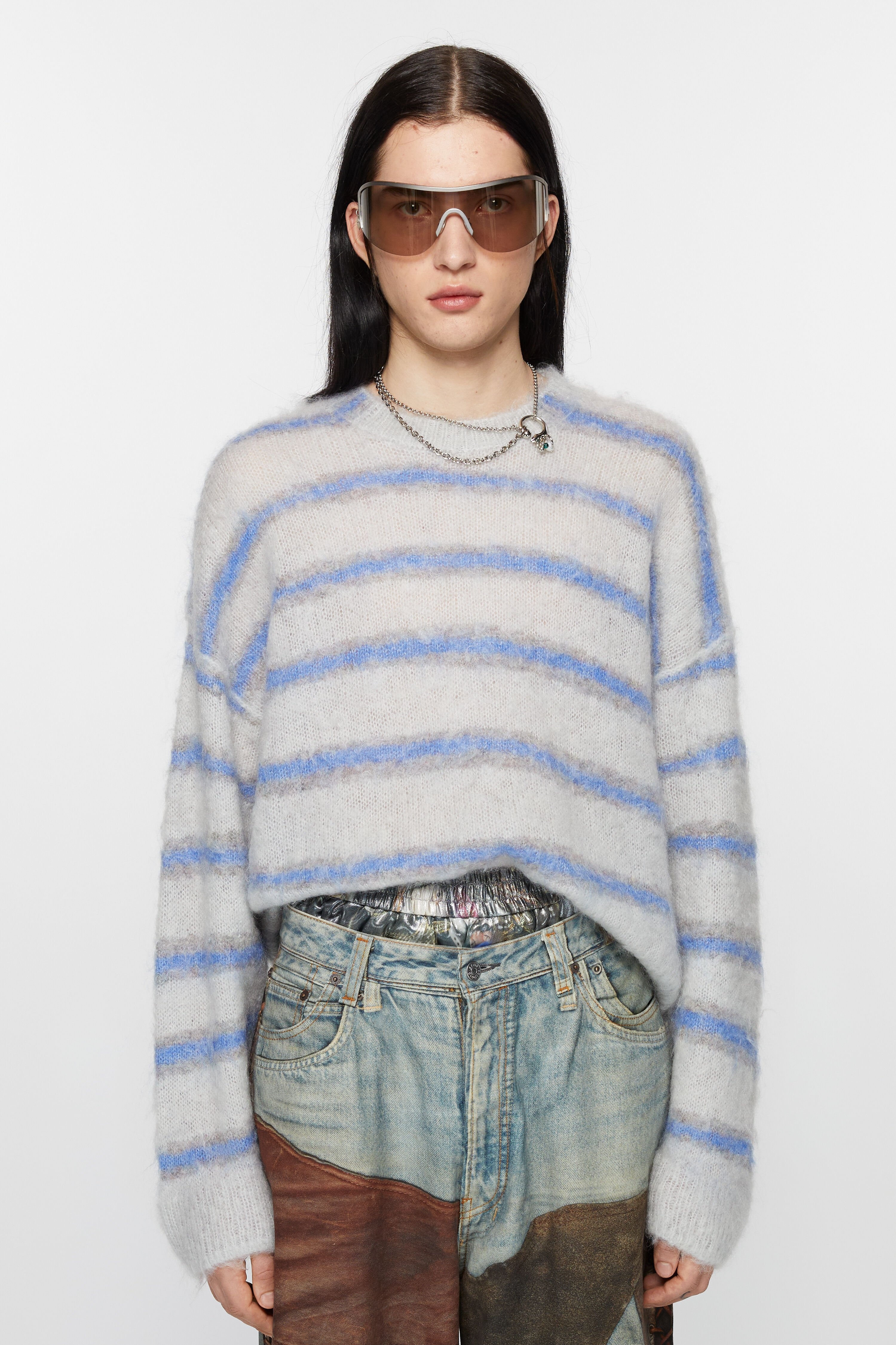 Mohair blend jumper - Light grey/sweet blue - 2