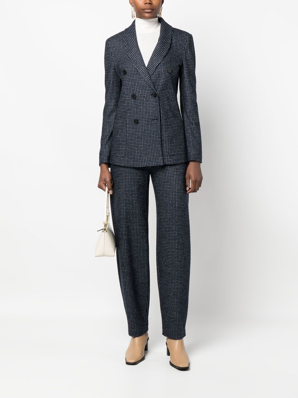 checked pattern double breasted blazer - 2