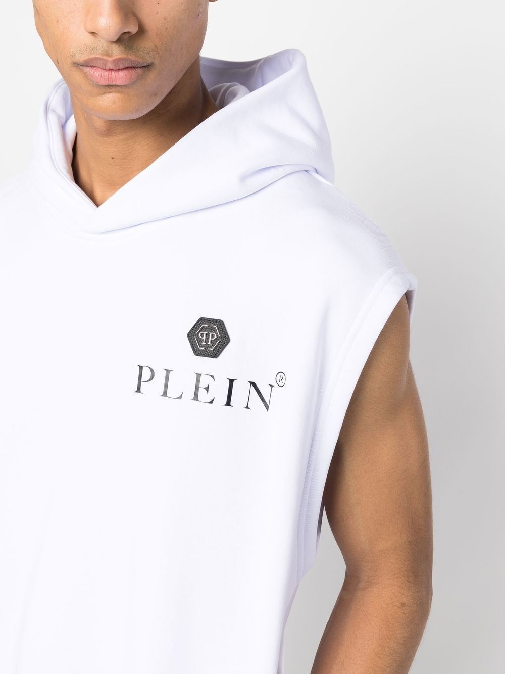 logo-plaque sleeveless hoodie - 5