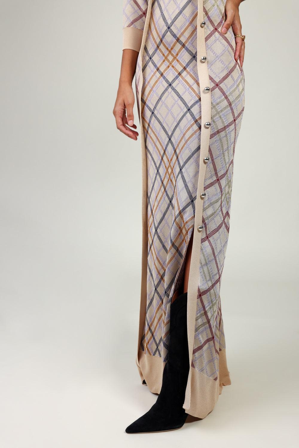 CHECKERED DRESS WITH LONG CARDIGAN - 3