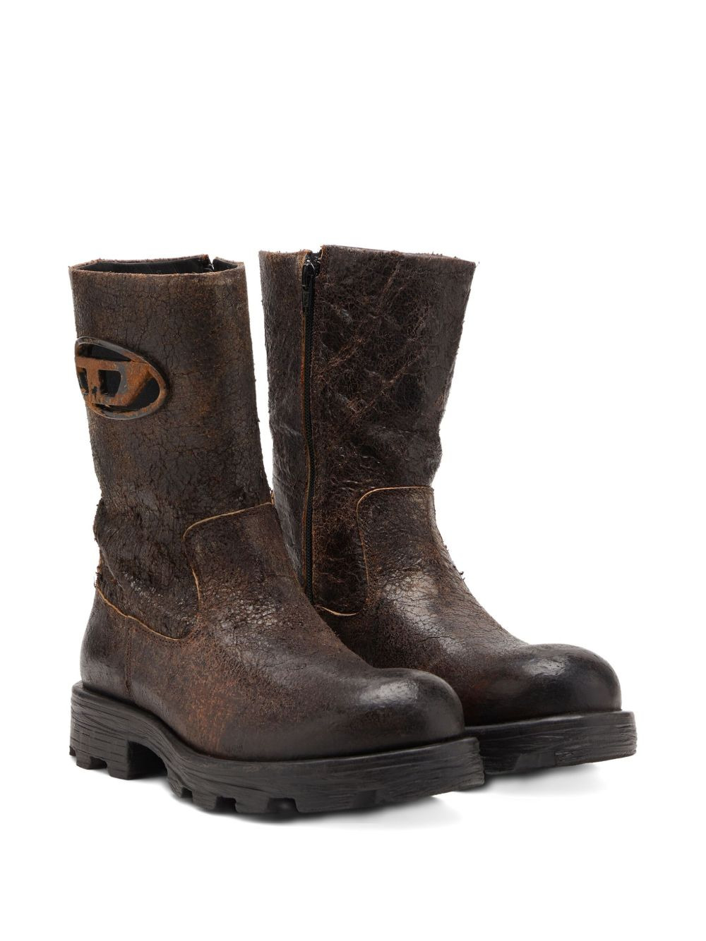 D-Hammer distressed crackled suede biker boot - 2
