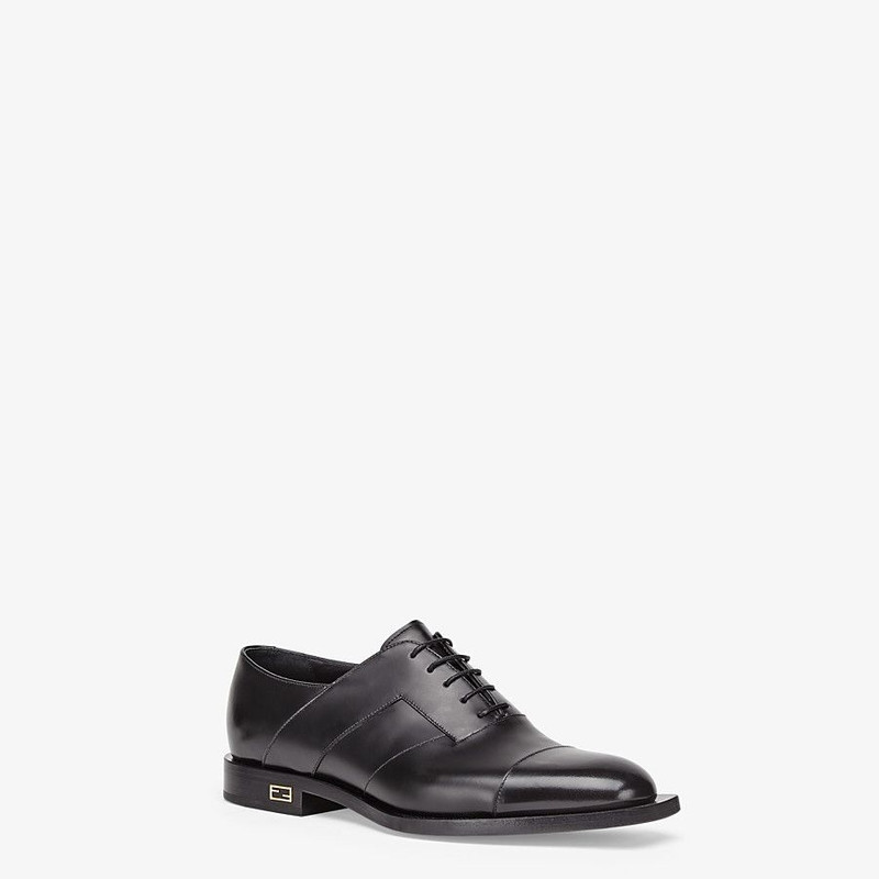 FENDI Black leather lace-ups outlook