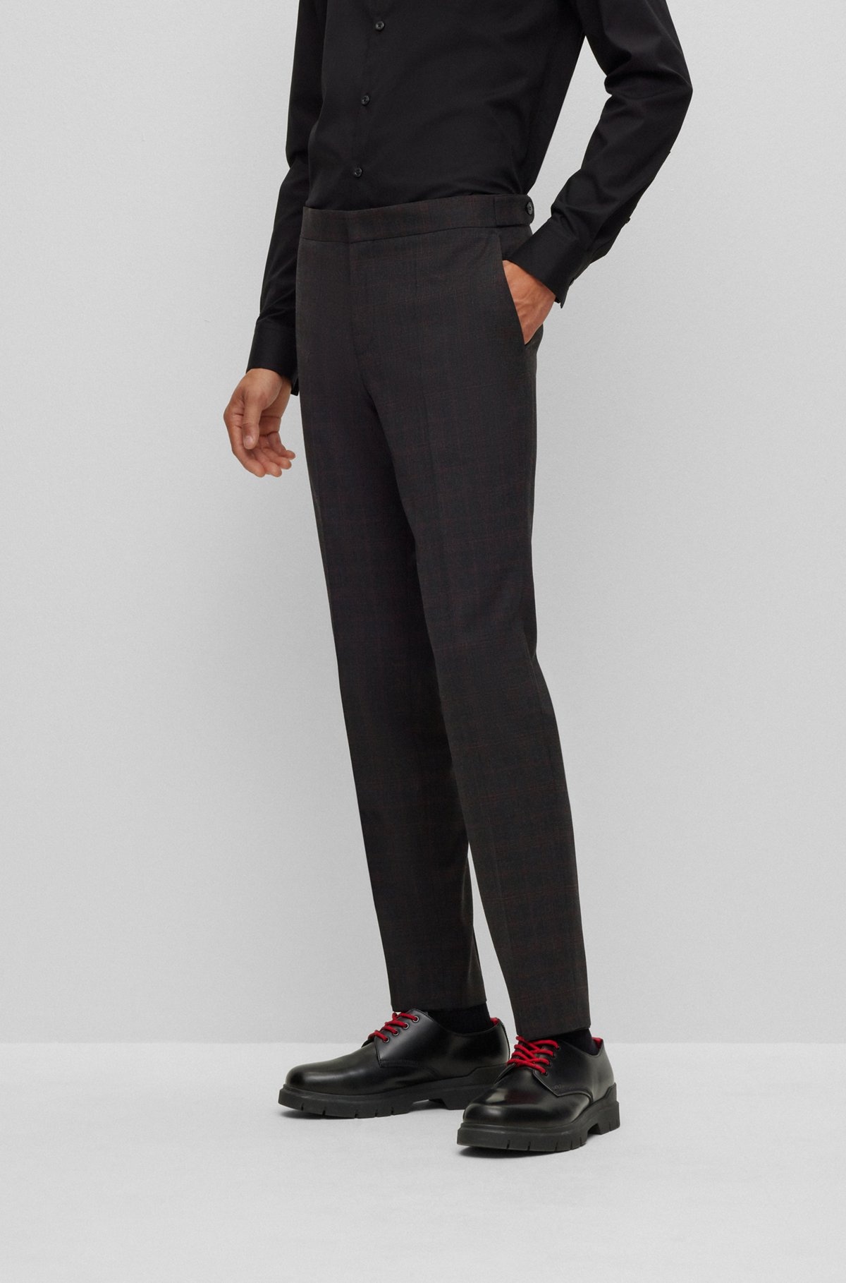 SLIM-FIT THREE-PIECE SUIT IN A CHECKED WOOL BLEND - 7