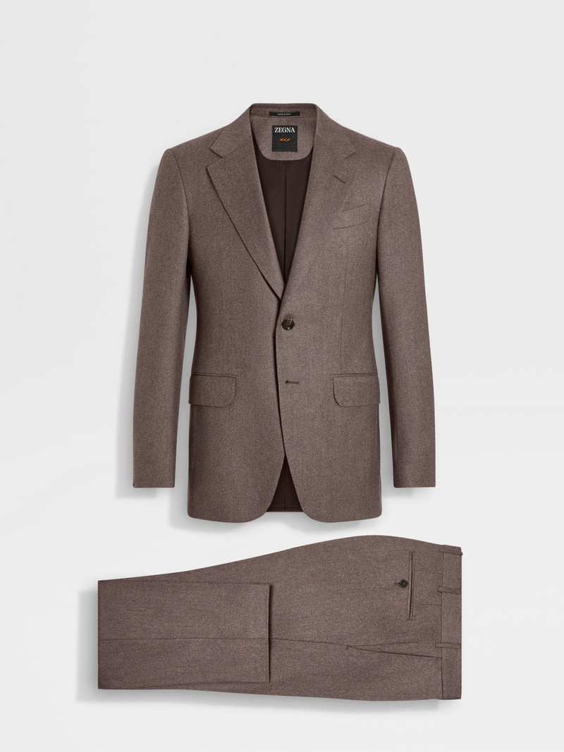 ZEGNA LIGHT BROWN MÉLANGE WOOL AND CASHMERE SUIT outlook