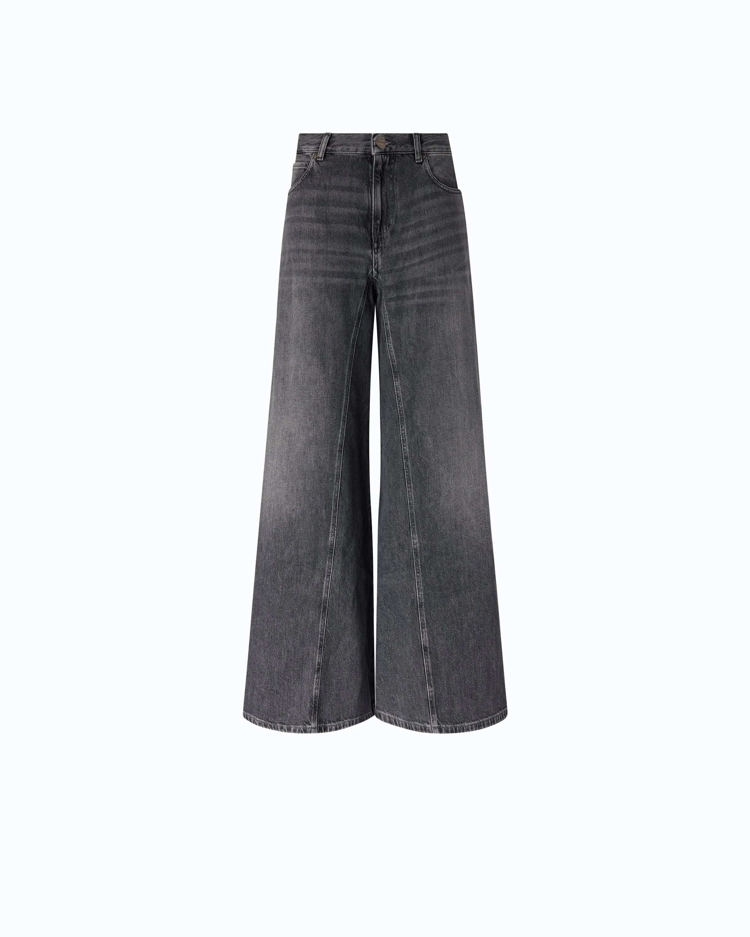 FLARED JEANS WITH SUPER WIDE LEG IN BLACK DENIM - 1