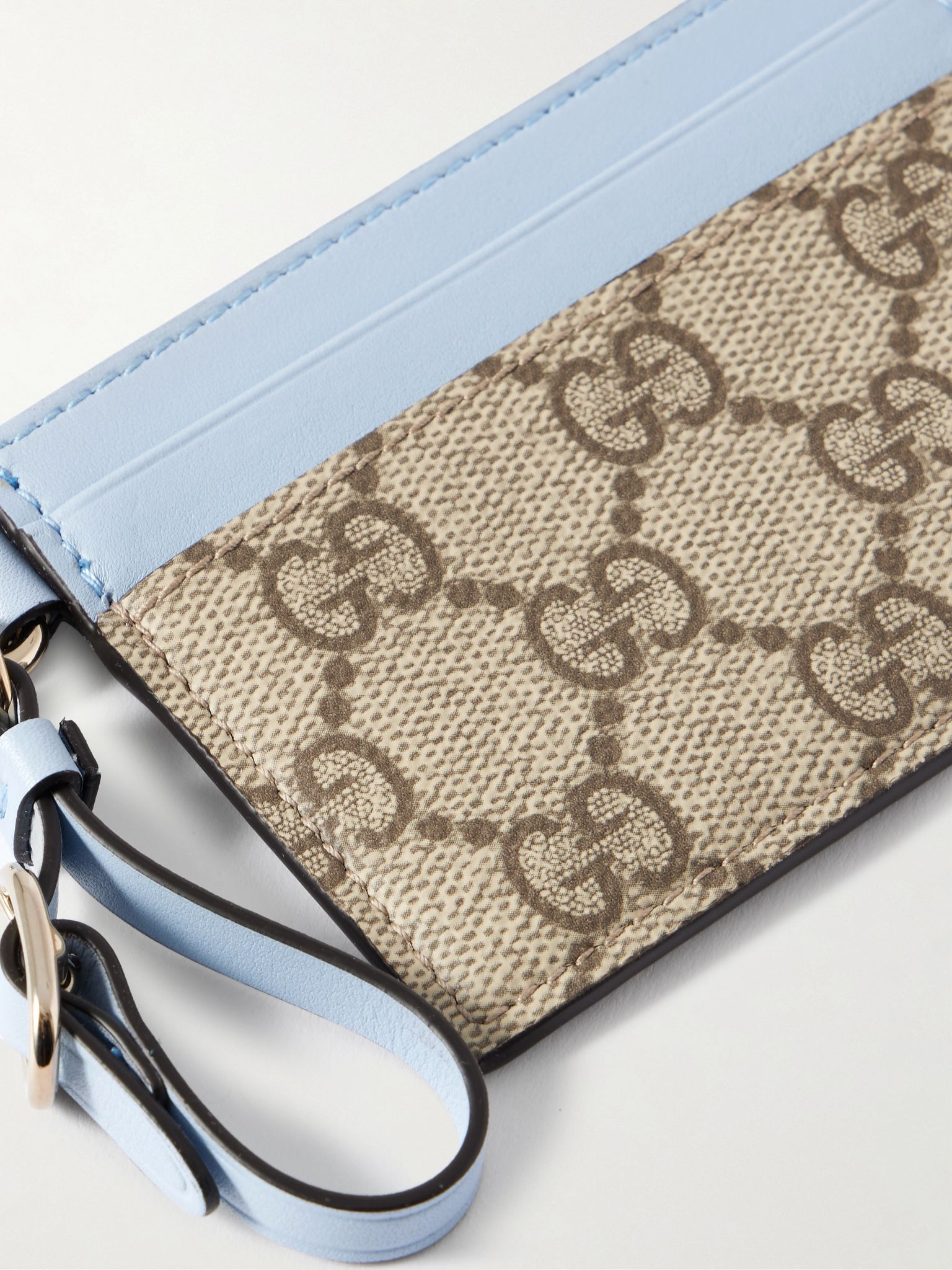 GG Emblem printed coated-canvas and leather cardholder Beige - 4