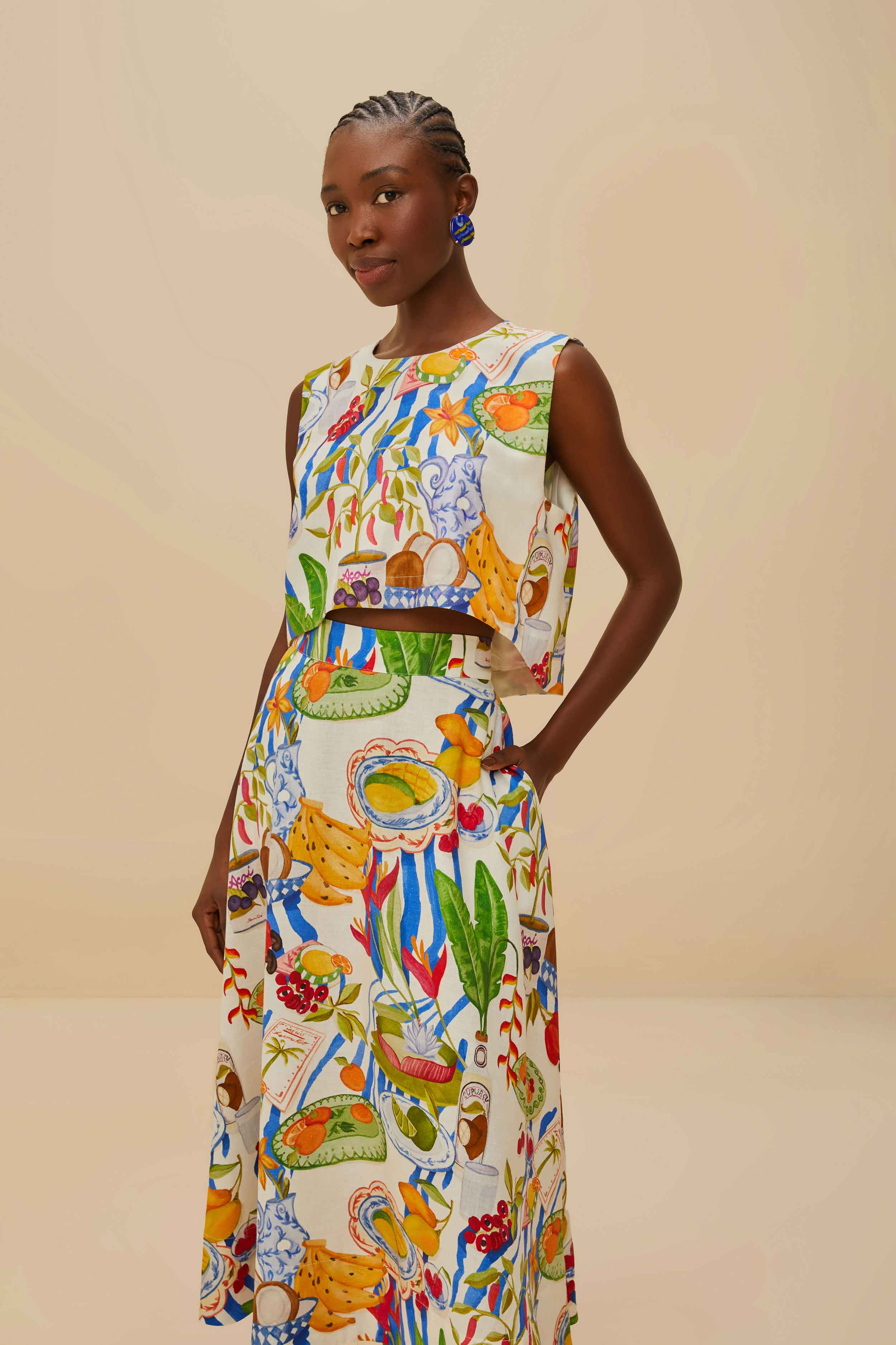 Off-White Fresh Table Lenzing™ Ecovero™ Euroflax™ Midi Skirt - 3