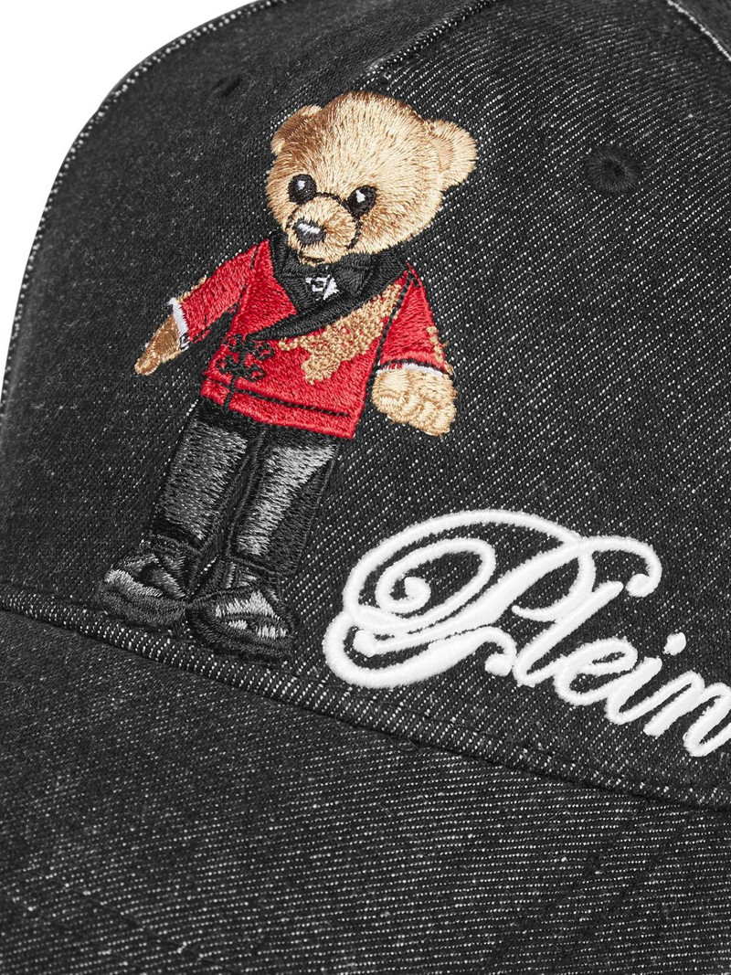 bear-embroidered denim cap 3