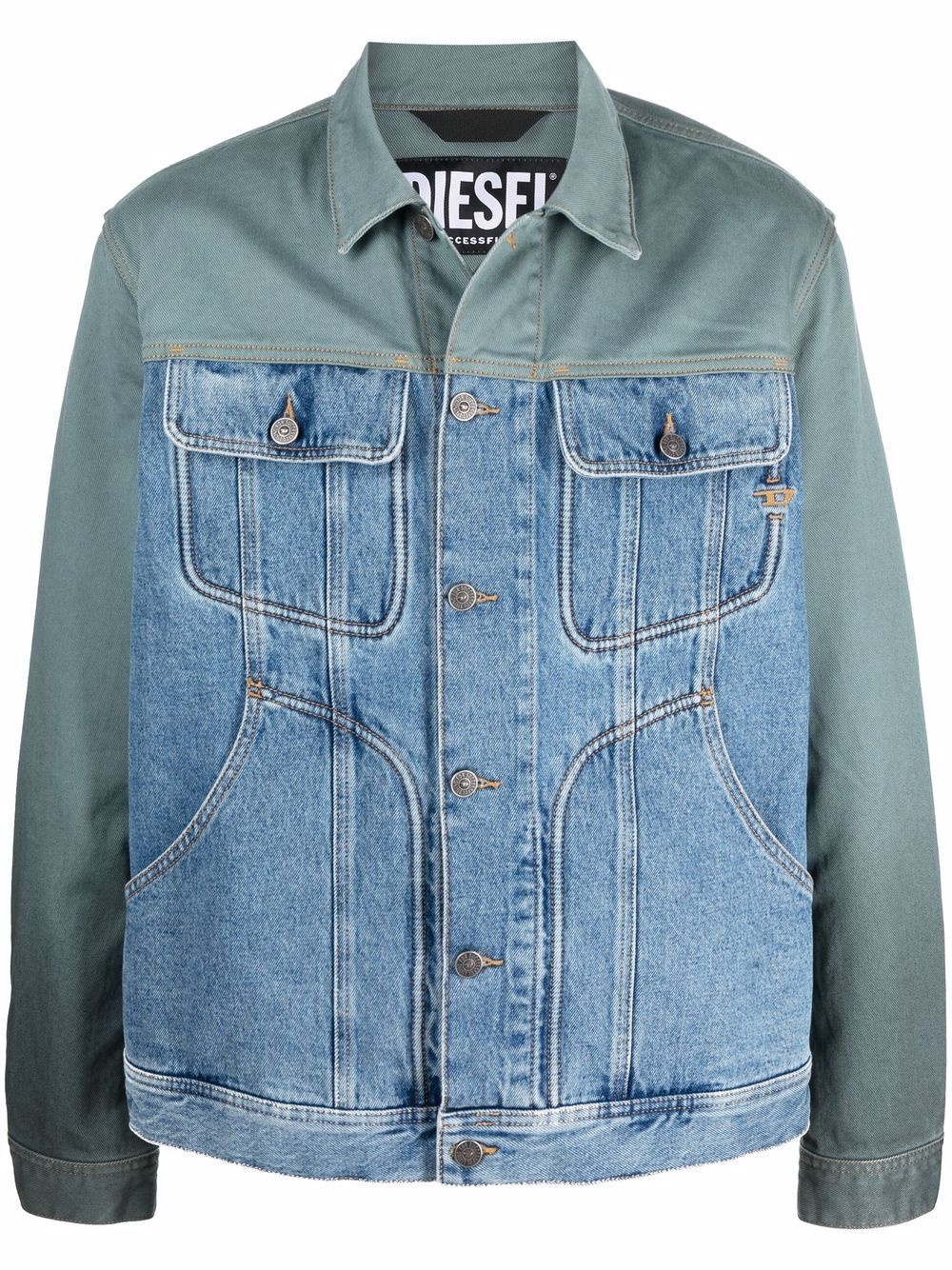 panelled denim jacket - 1