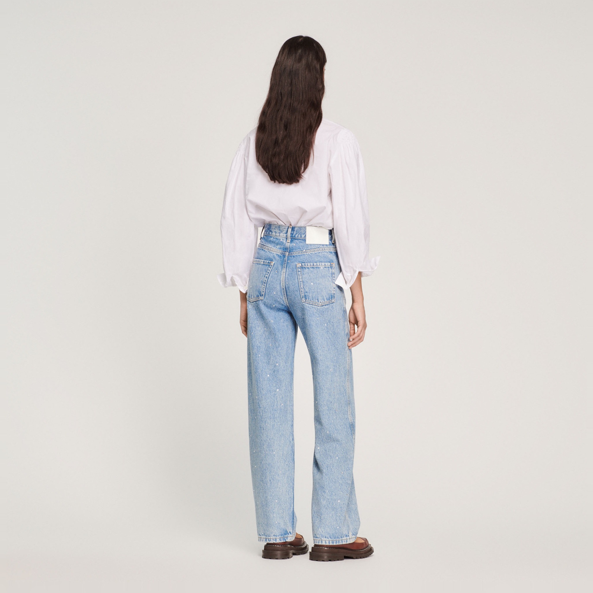 Straight-leg jeans with rhinestones - 6