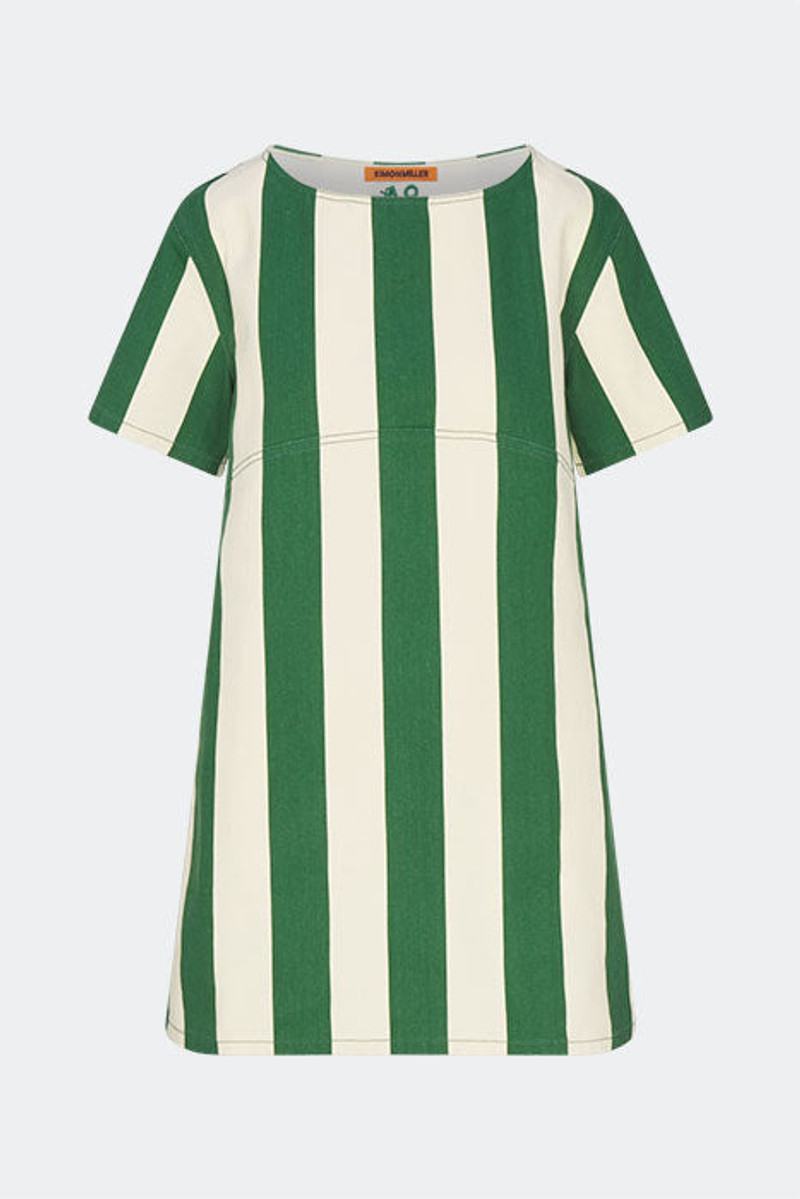 Sahara Short Sleeve Mini Dress In Gummy Green/Ecru 1