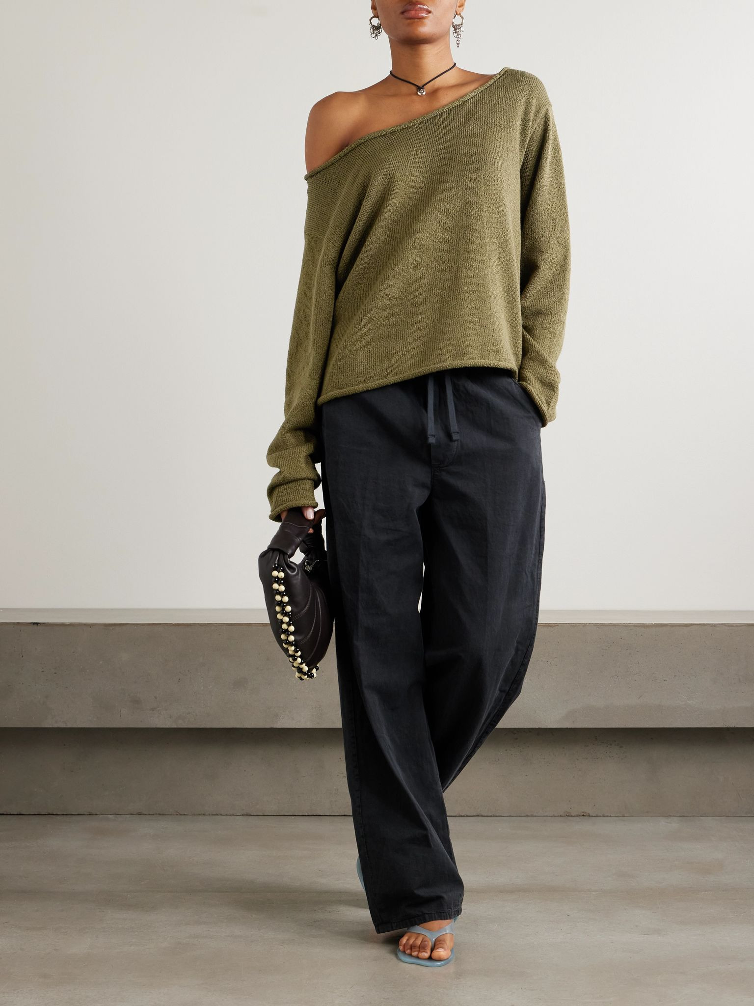 Nora Lite oversized cotton sweater Army green - 2
