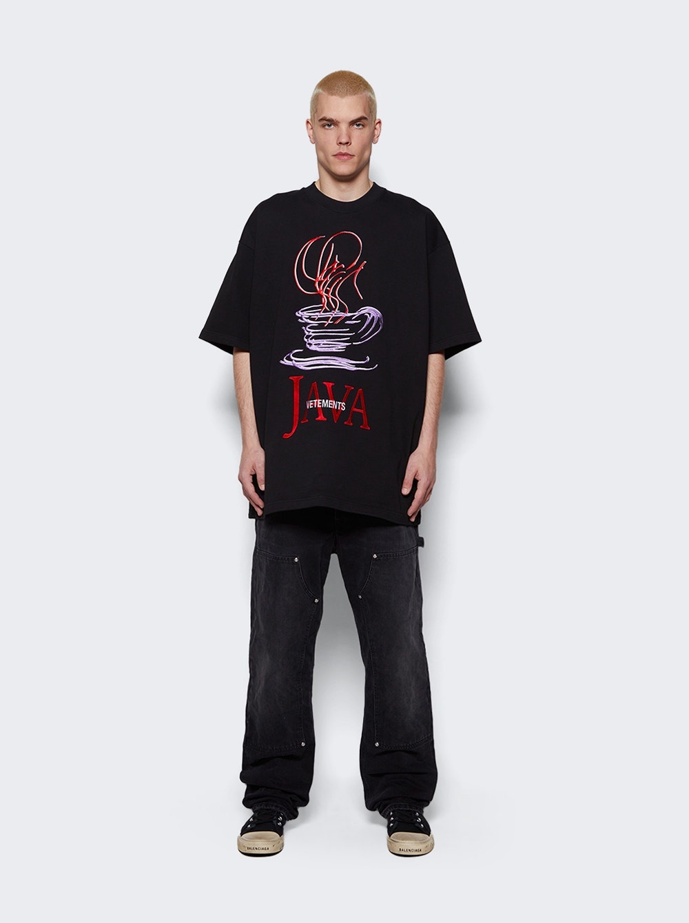 VETEMENTS♡ JAVA EMBROIDERED T-SHIRT Buy Vetements Java Embroidered T-Shirt 'Black' - UE54TR220B