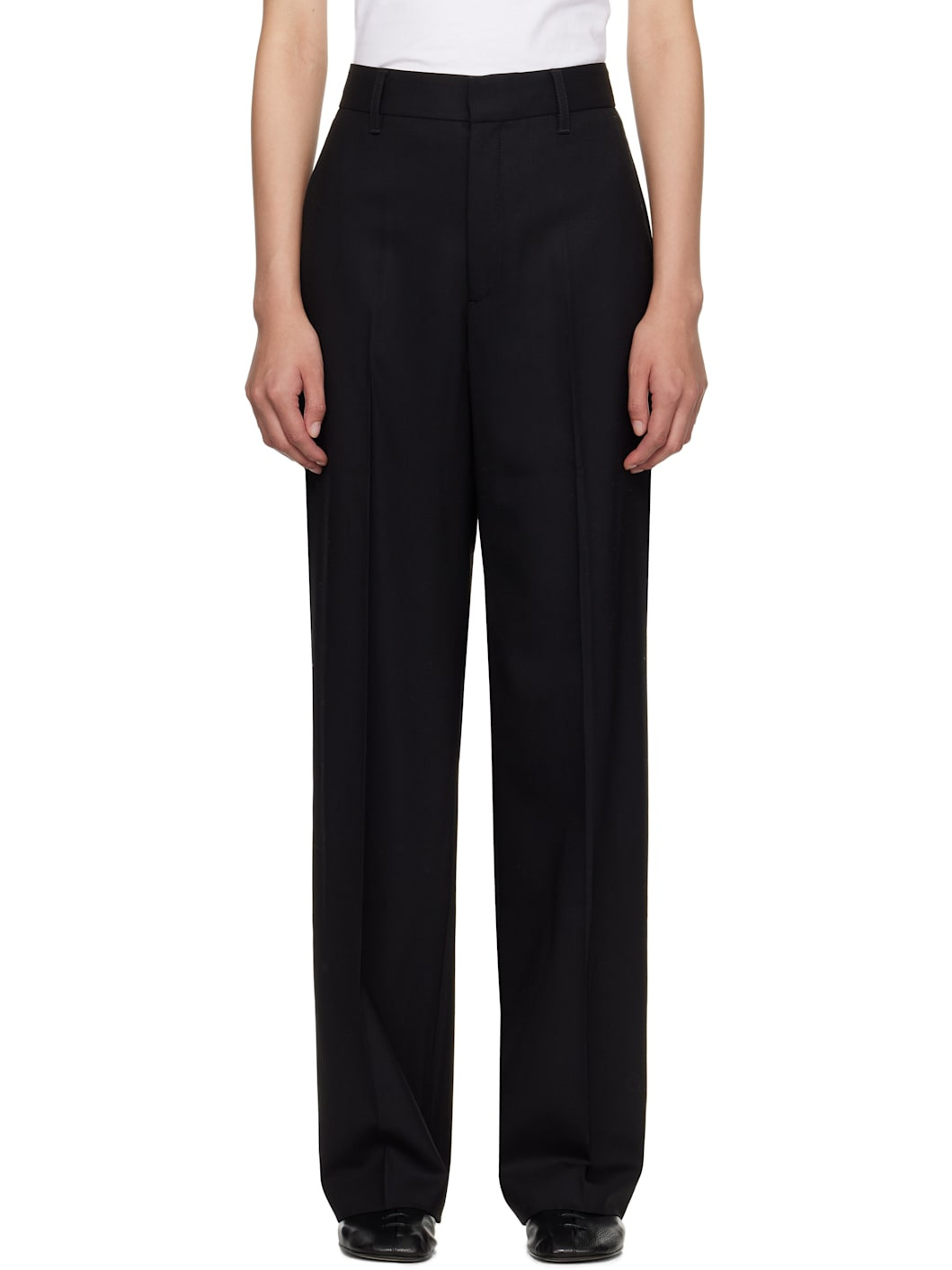 Black High Waisted Wide Leg Trousers - 1