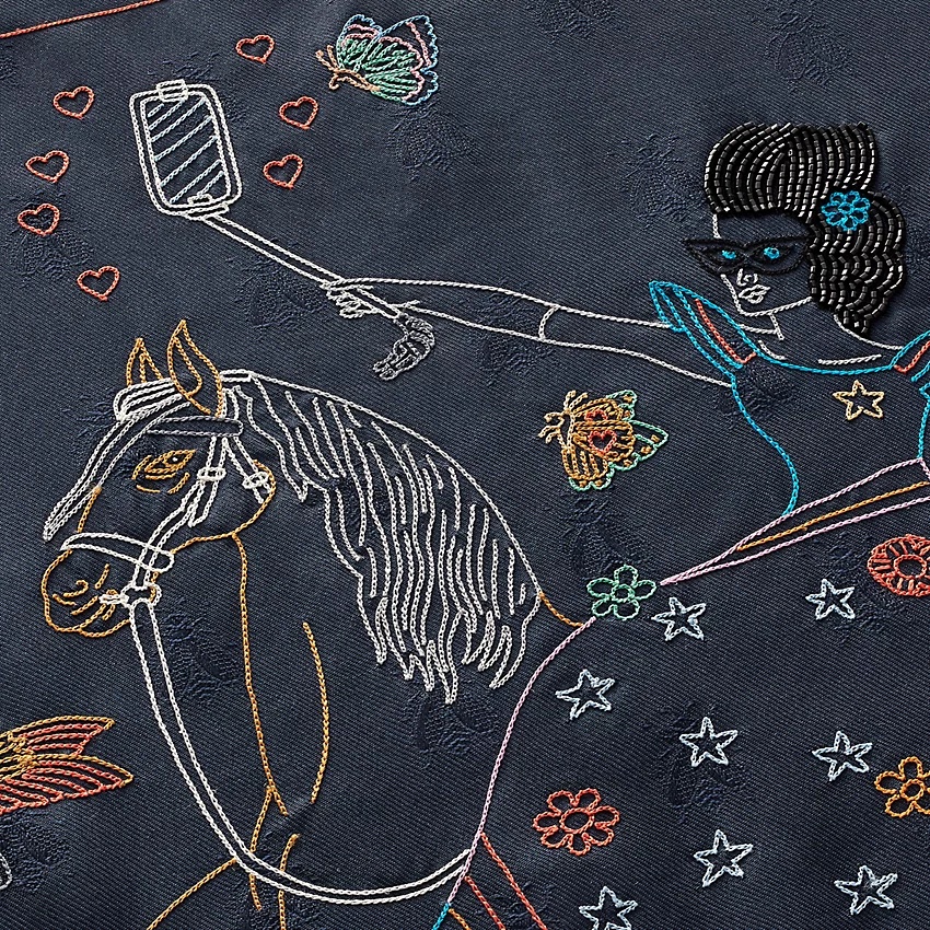 Hermes Story embroidered triangle scarf - 3