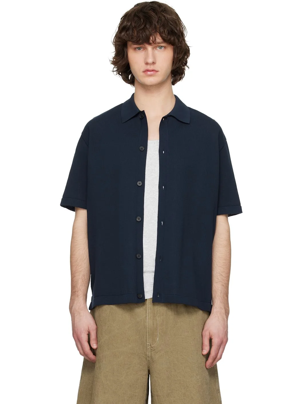 Navy Cotton Polo - 1
