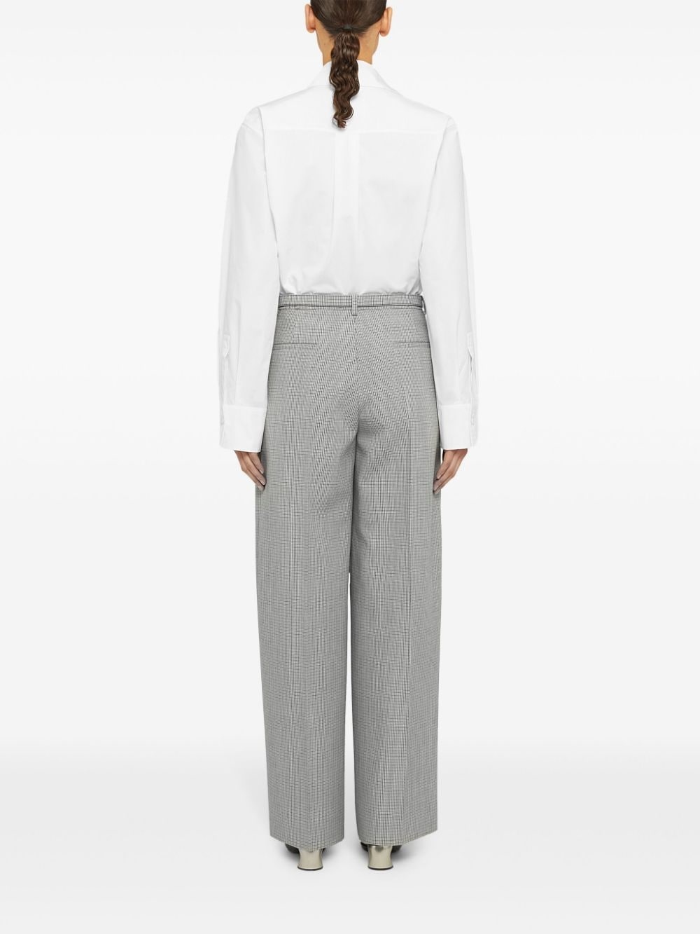 checked virgin-wool palazzo pants - 3