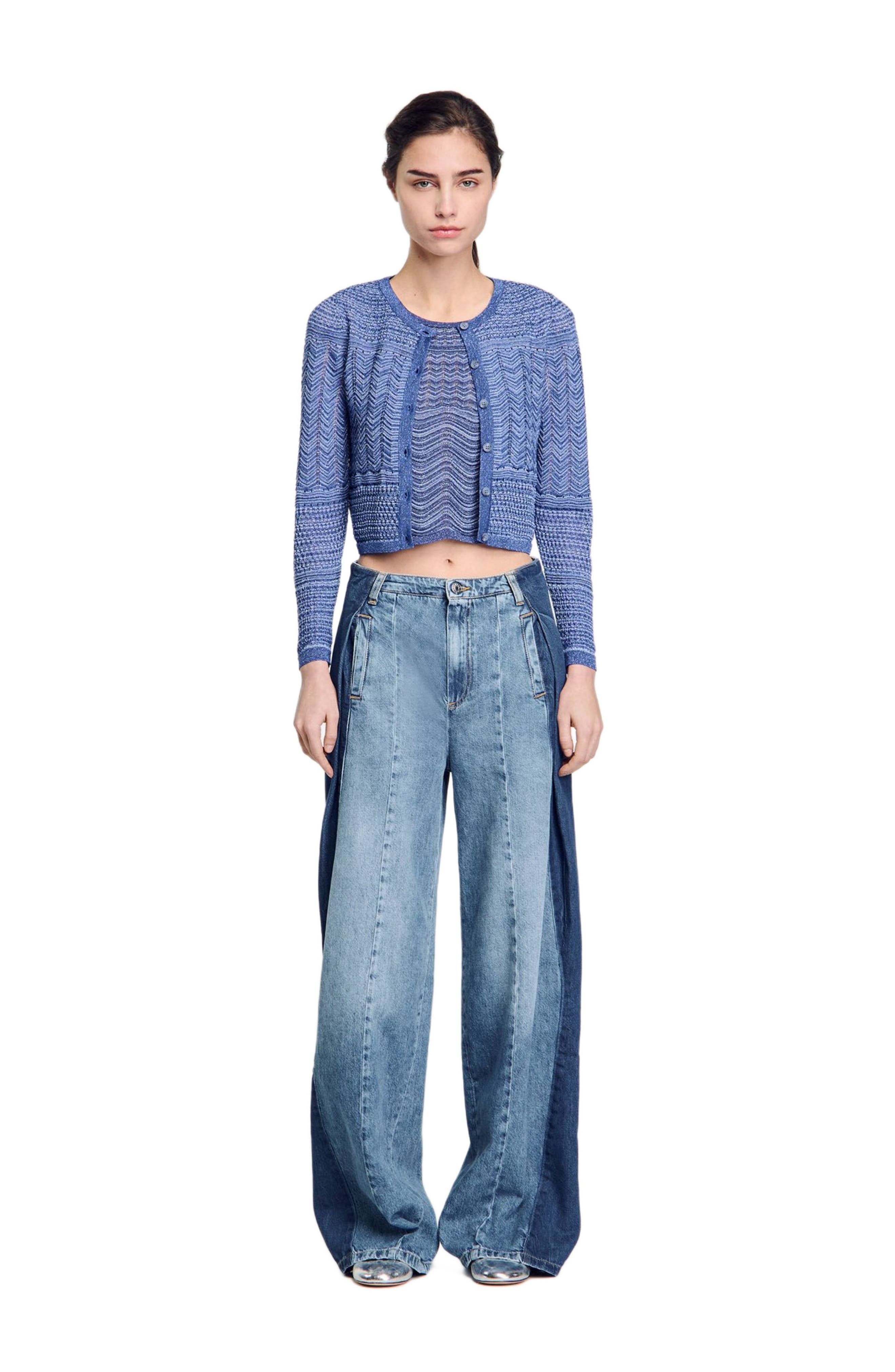 SANDRO Glitter knit cardigan in Royal Blue at Nordstrom - 2