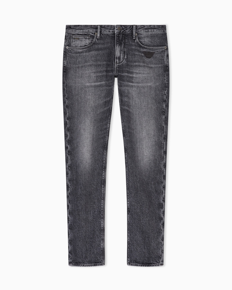 J06 SLIM-FIT WASHED DENIM JEANS WITH EAGLE EMBROIDERY 1