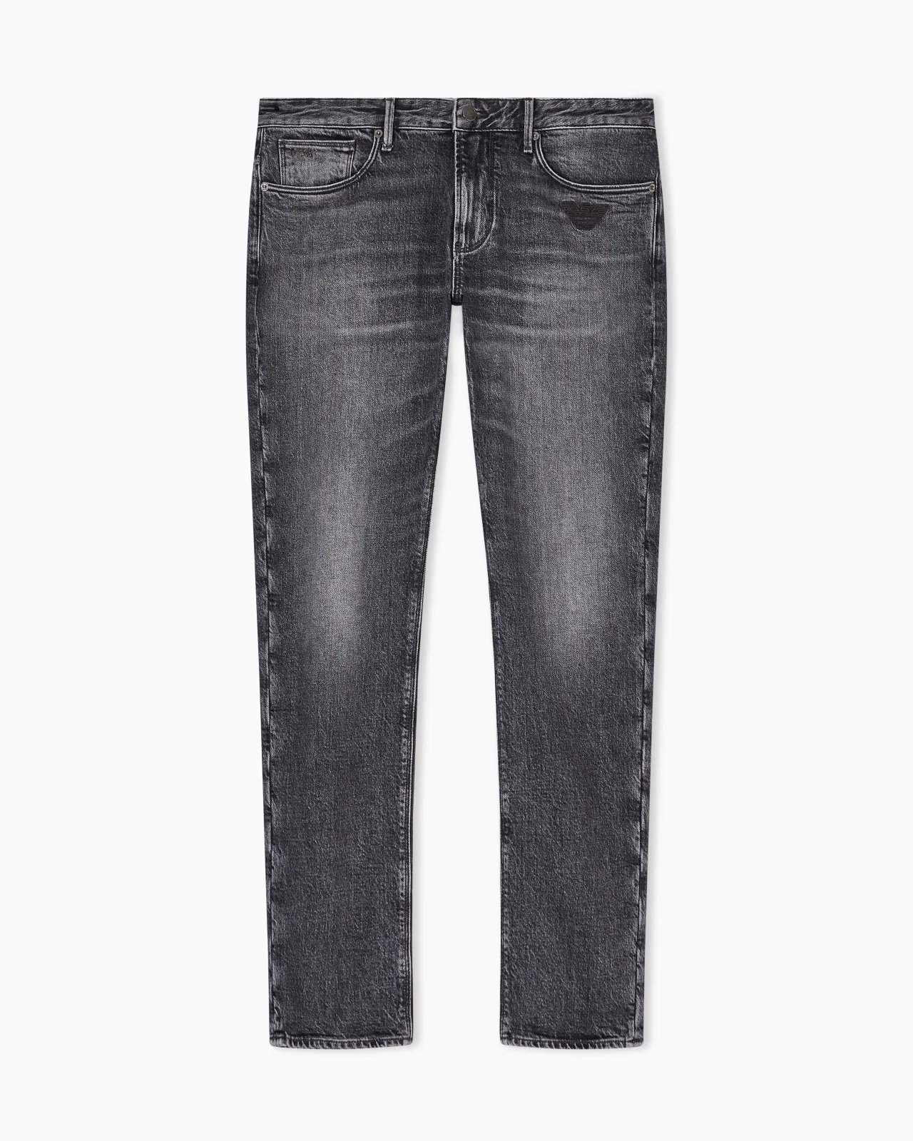 J06 SLIM-FIT WASHED DENIM JEANS WITH EAGLE EMBROIDERY - 1