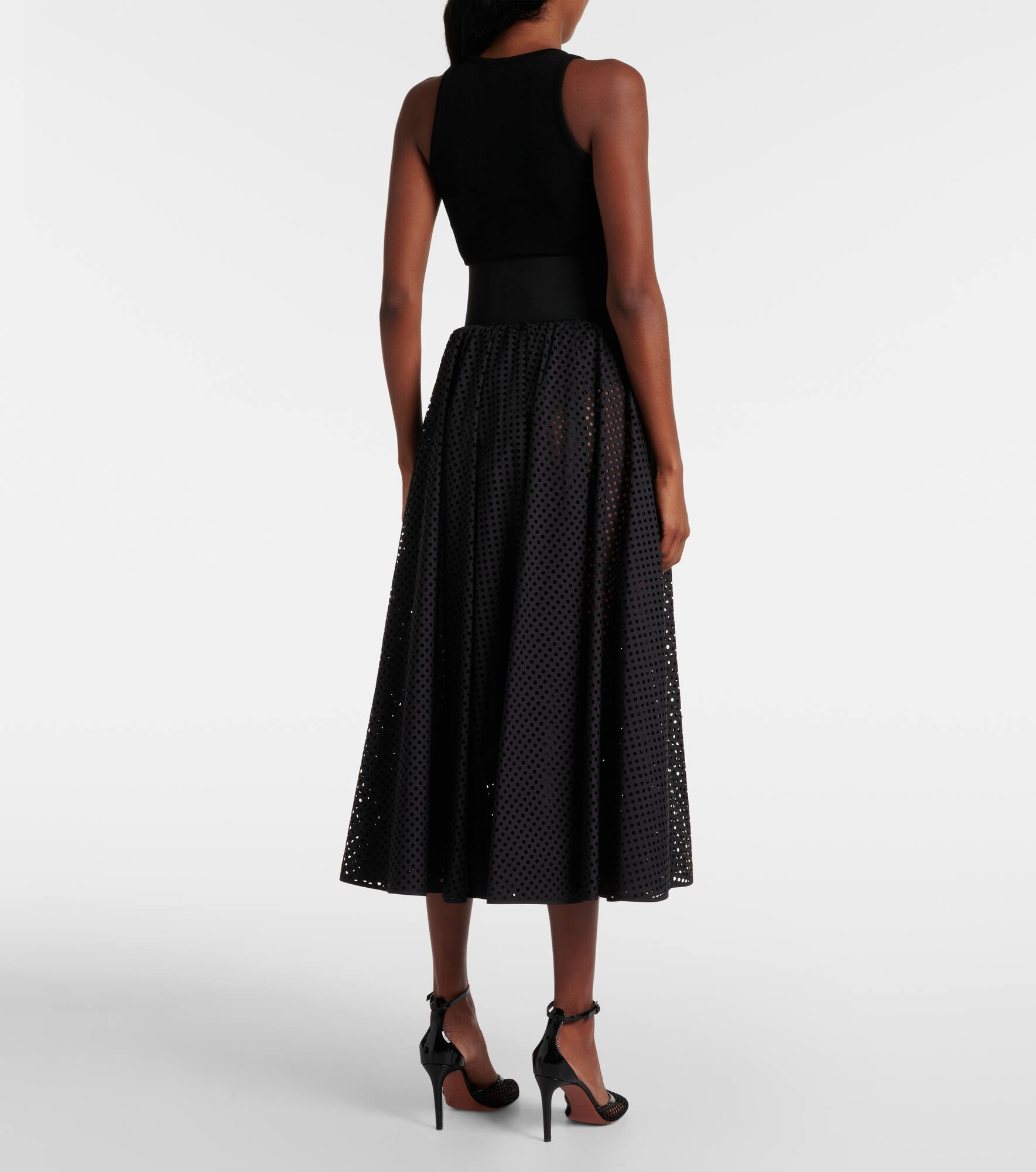 Cotton-blend midi skirt - 3