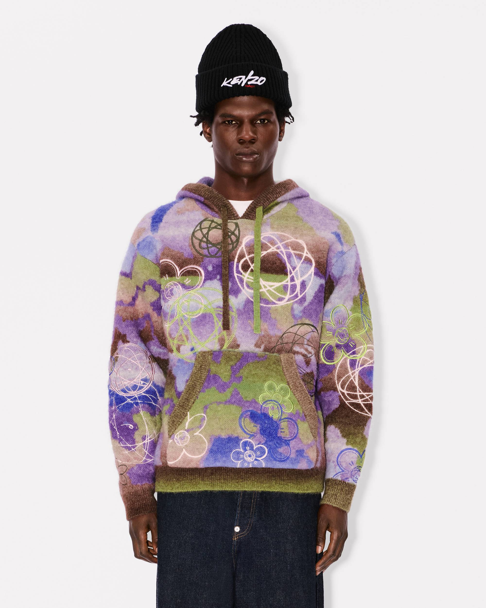'Kenzo x Futura 2000' knitted hoodie in mixed wool - 3