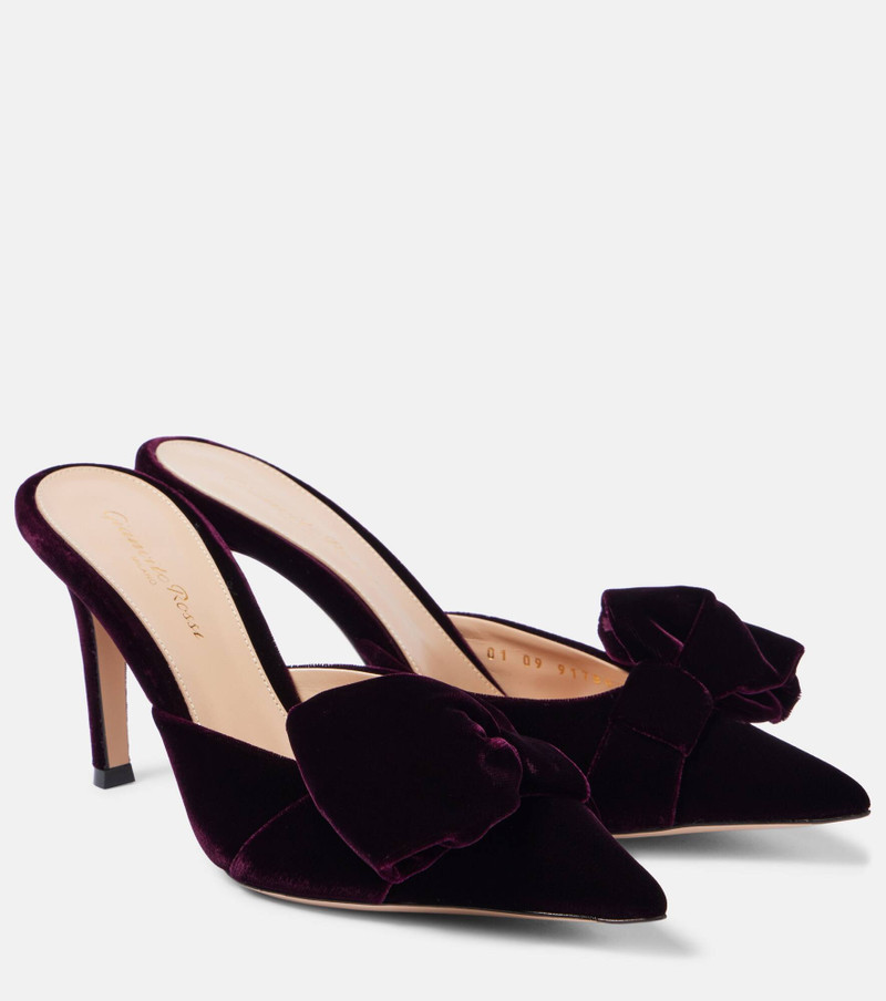 85 bow-detail velvet mules - 1