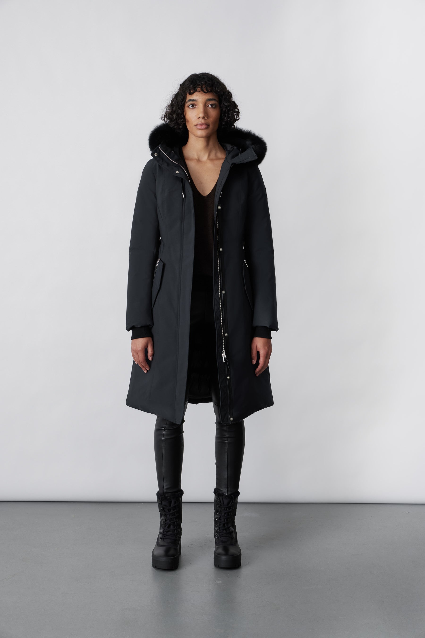 KAILYN Flared down coat with blue fox fur hood - 6