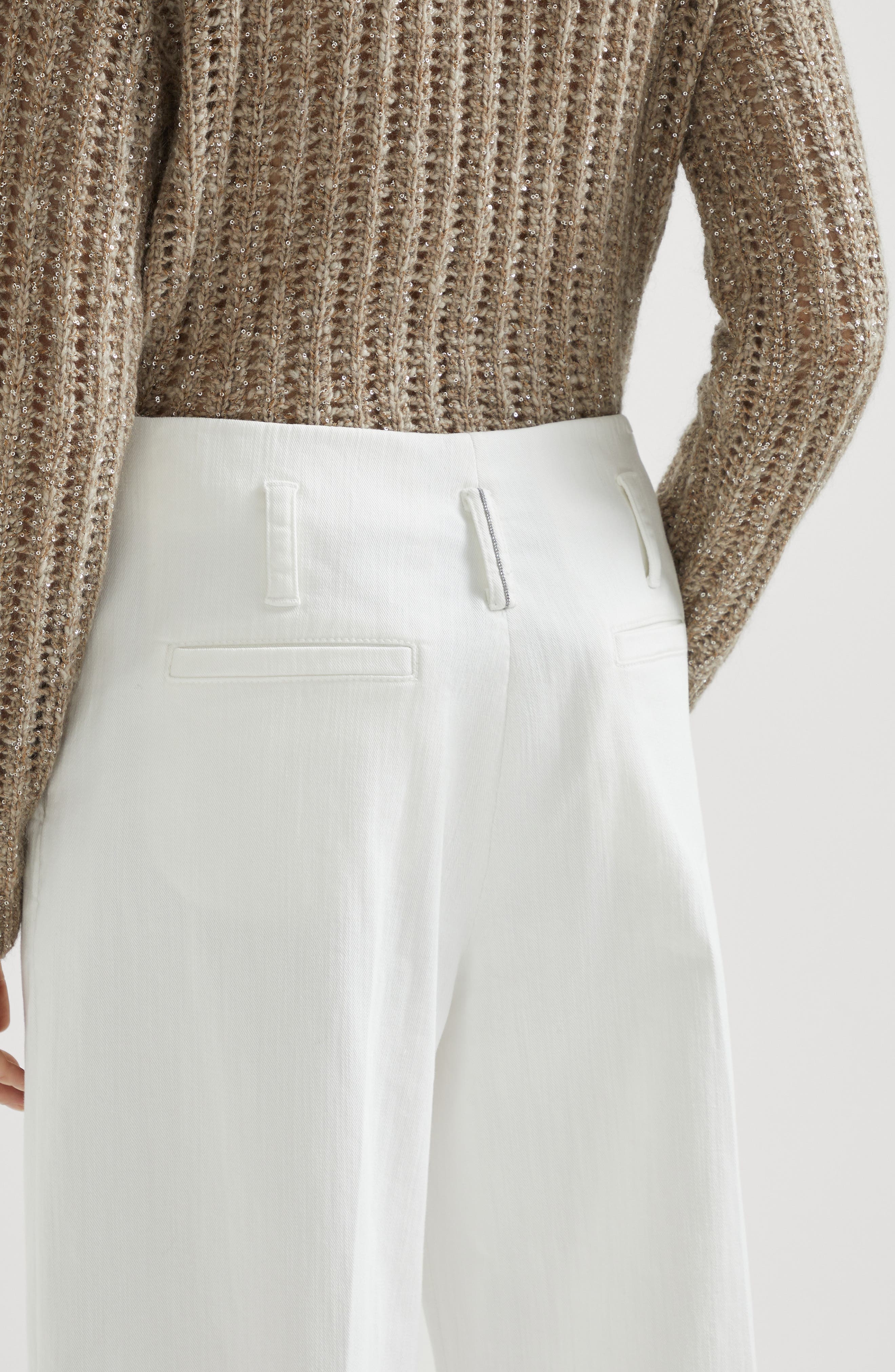Brunello Cucinelli Flared sartorial trousers in Ivory at Nordstrom - 4