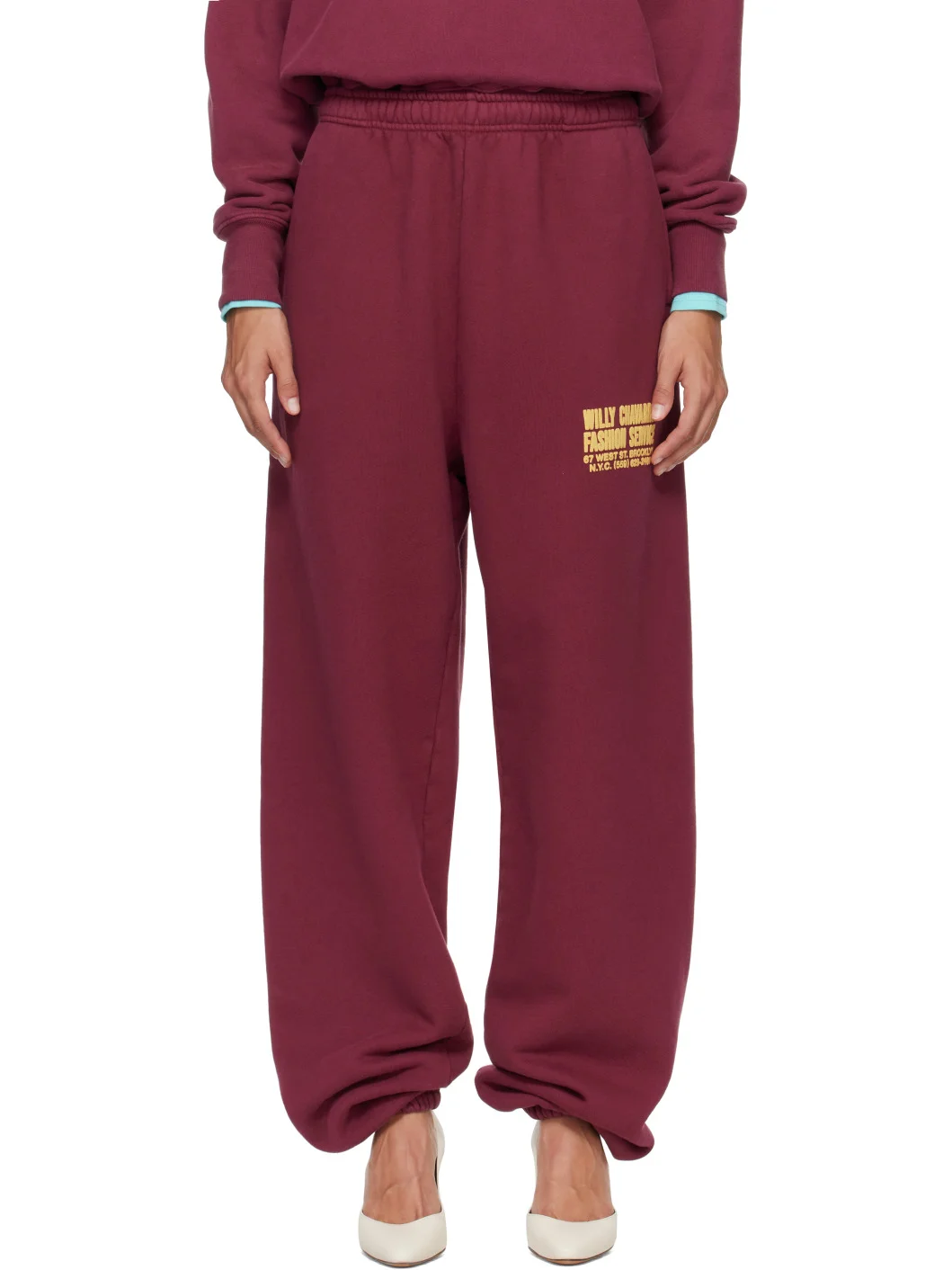 Burgundy 'Chavarria Fashion Services' Buffalo Sweatpants - 1