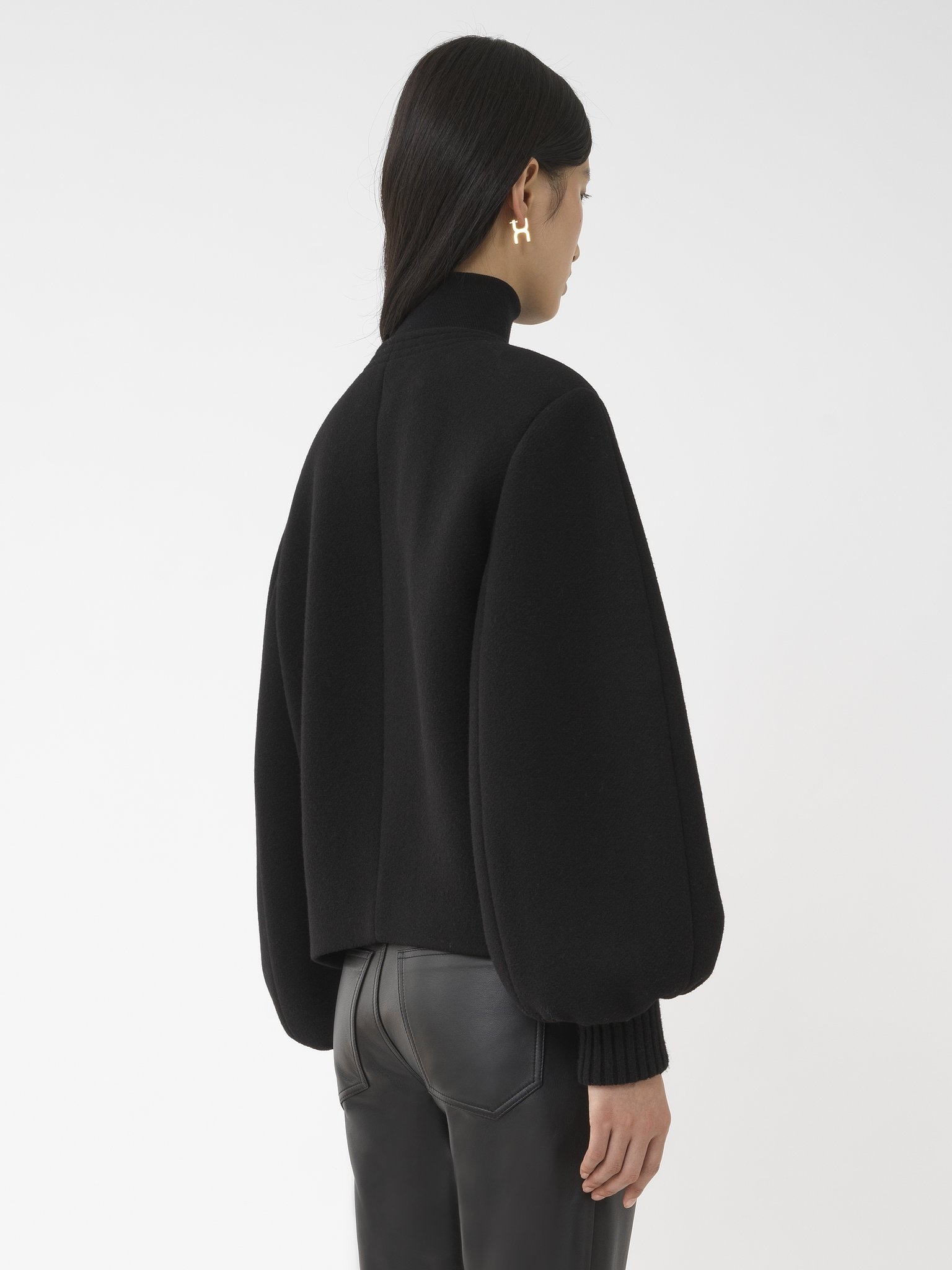 BALLOON-SLEEVE SHORT COAT - 4