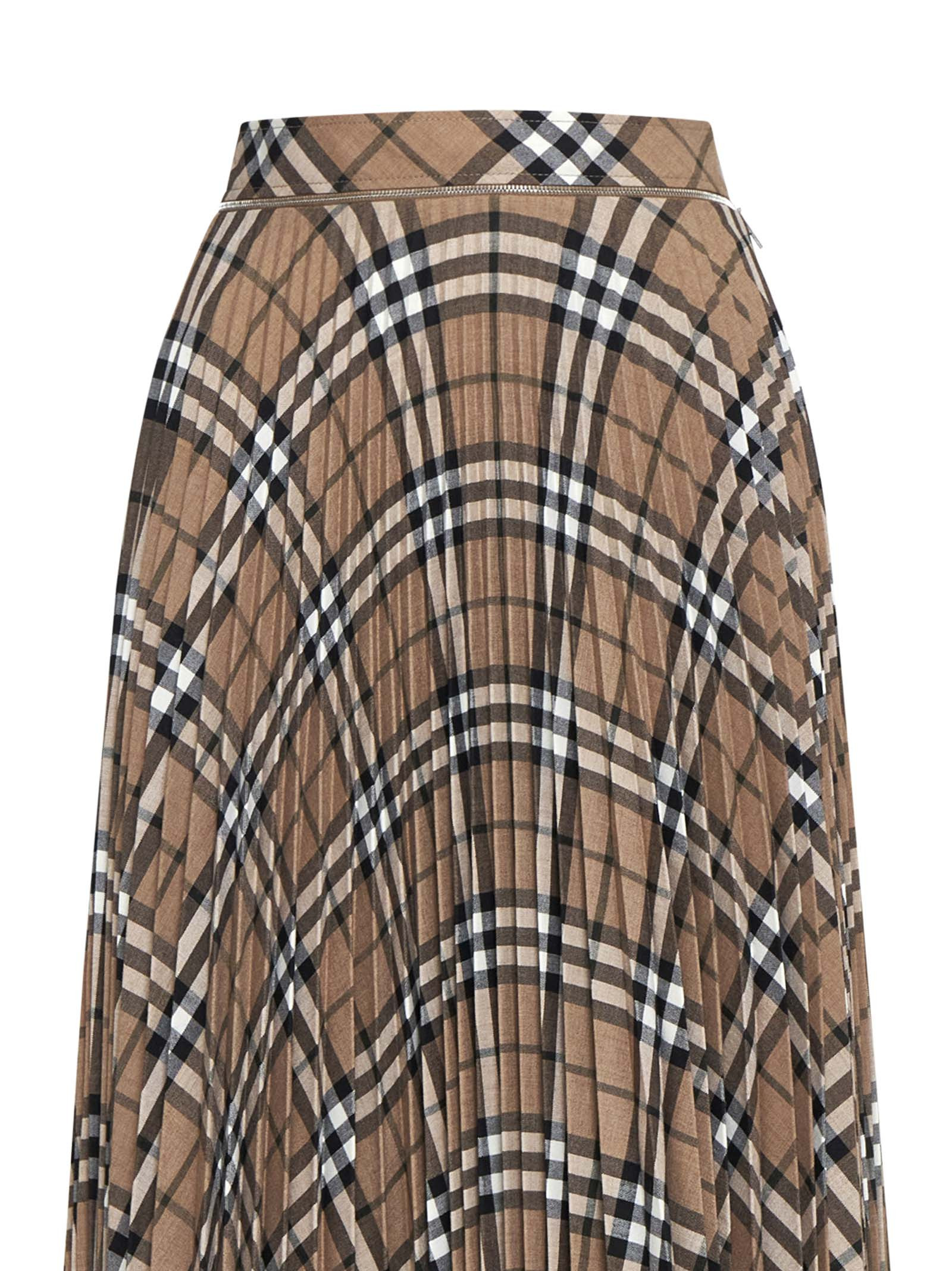 Linden Check wool blend pleated skirt - 3