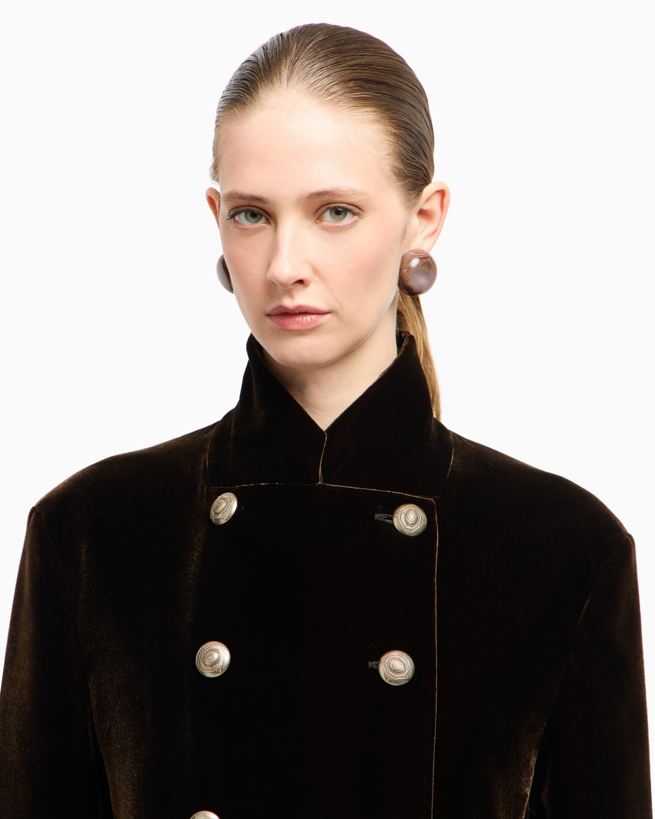 DOUBLE-BREASTED VELVET COAT - 5