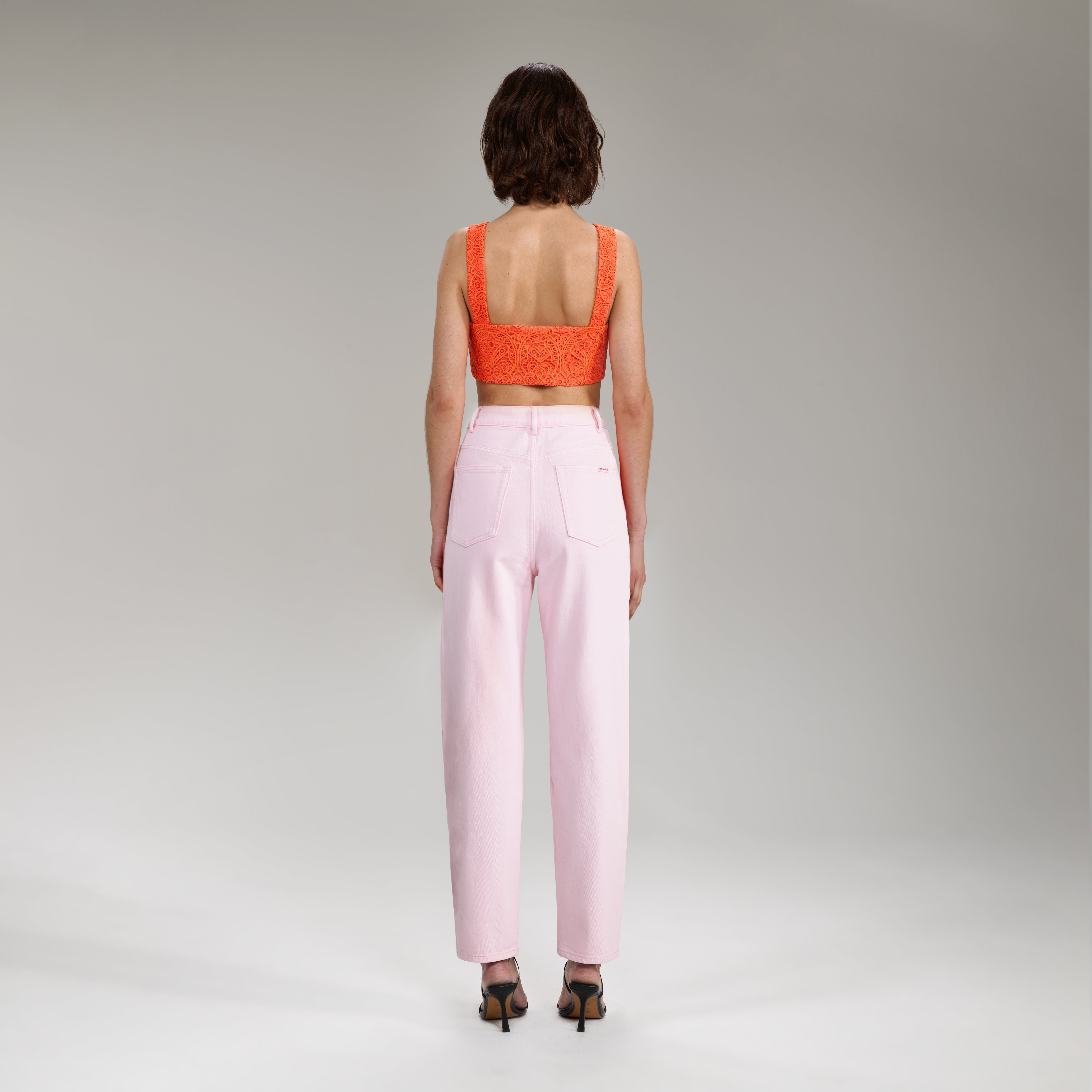 Light Pink Denim Straight Leg Jeans 30" - 3