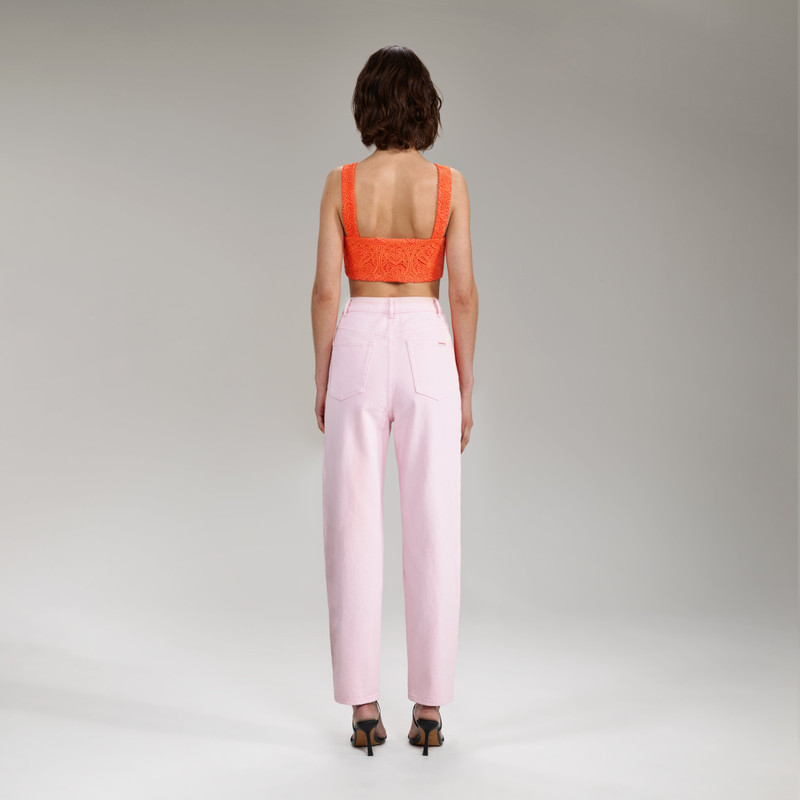 self-portrait Light Pink Denim Straight Leg Jeans 30" outlook